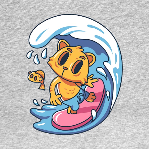 Cute Cat Surfing by yellowline